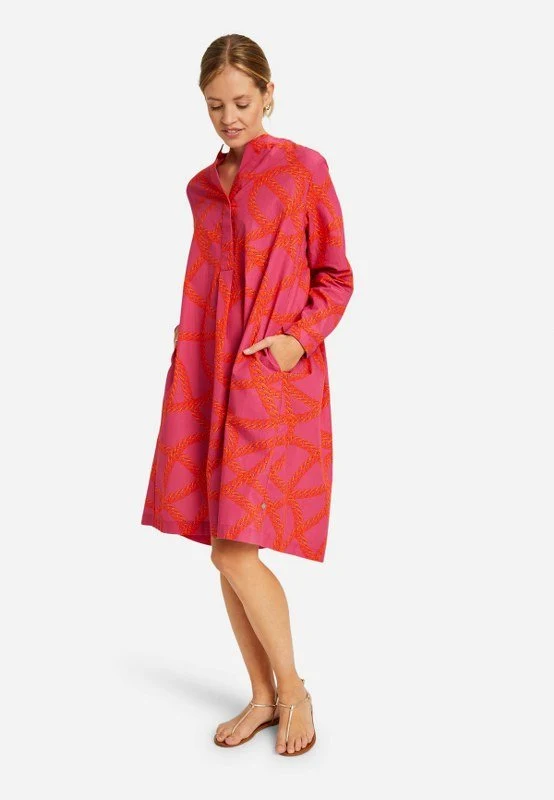 Smith and Soul DRESS WITH SHORT COVERED BUTTON PLA rot