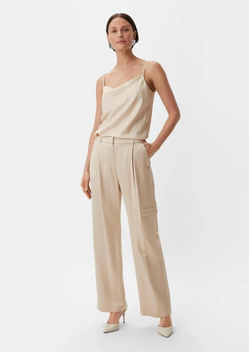 Comma Stoffhose Beige