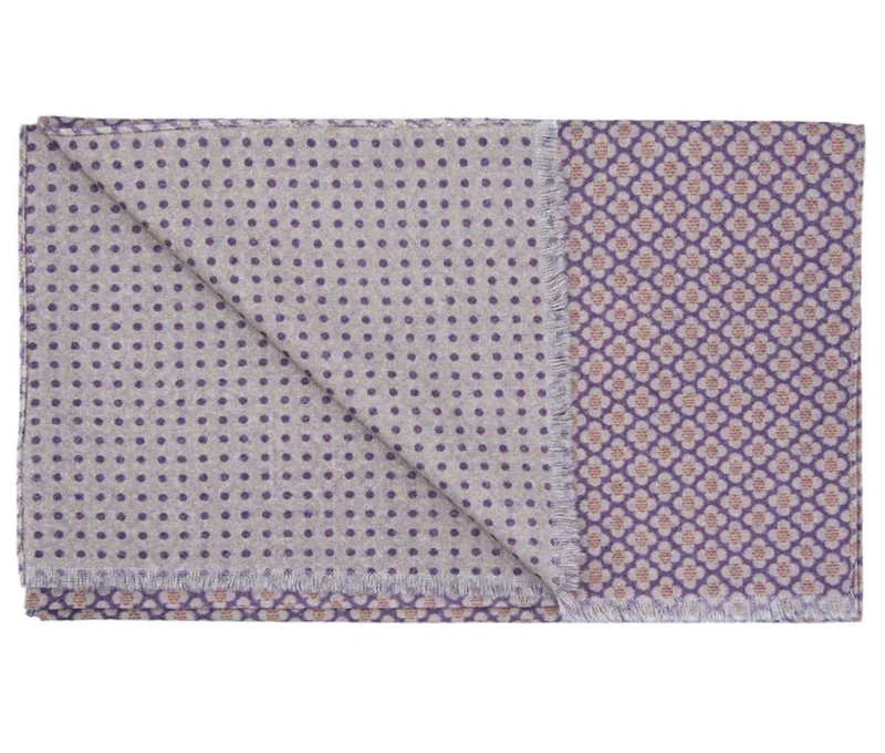 Doubleprint Baumwollschal mit Blüten & Punkten