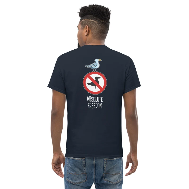 Sartre - Absolute Freedom Seagull - Back Print - Unisex Classic T-Shirt