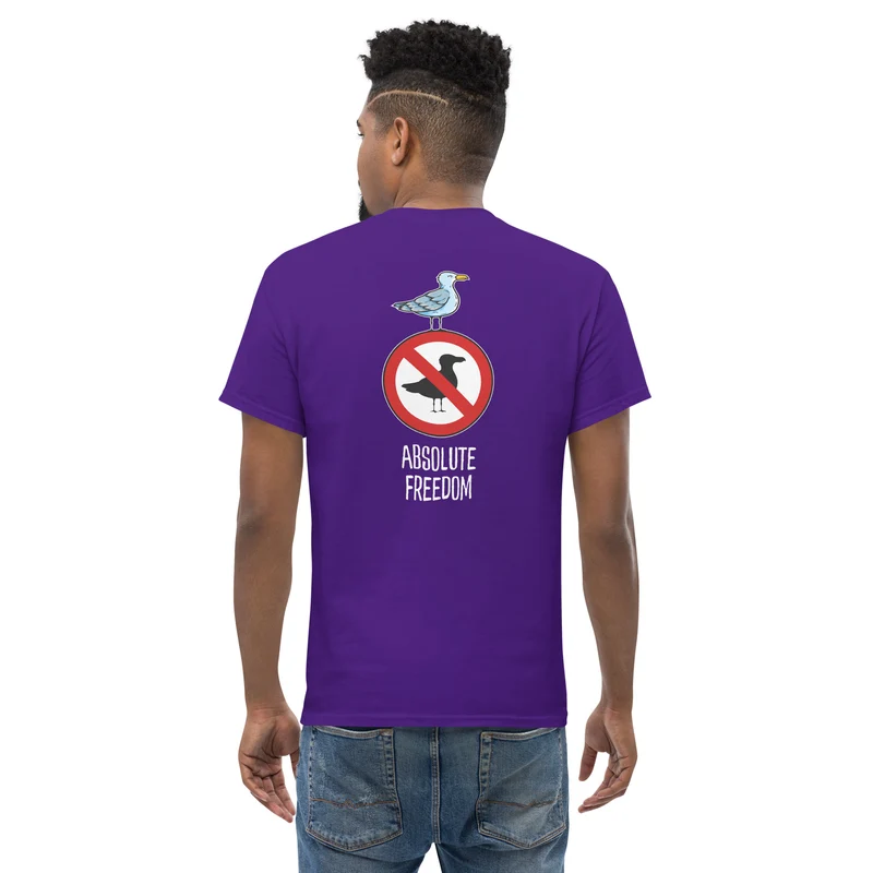 Sartre - Absolute Freedom Seagull - Back Print - Unisex Classic T-Shirt