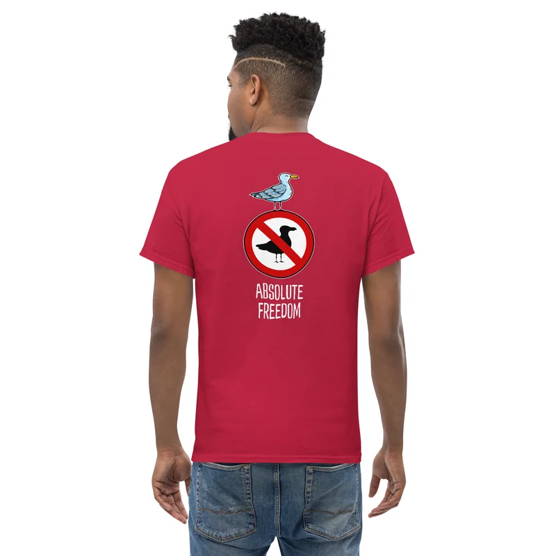 Sartre - Absolute Freedom Seagull - Back Print - Unisex Classic T-Shirt