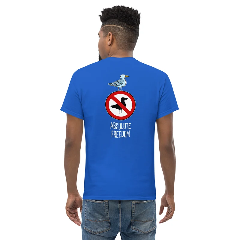 Sartre - Absolute Freedom Seagull - Back Print - Unisex Classic T-Shirt
