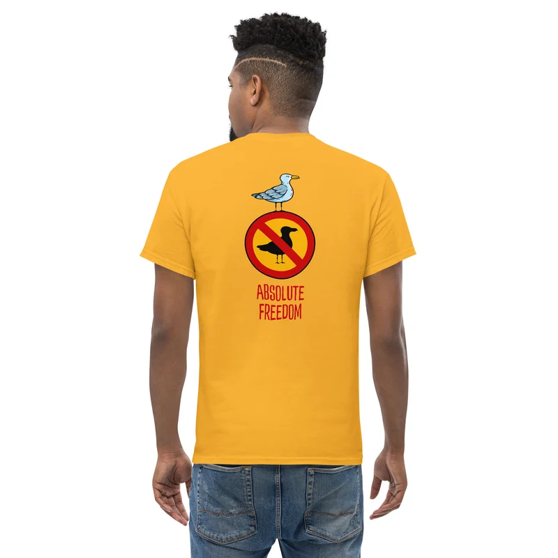Sartre - Absolute Freedom Seagull - Back Print - Unisex Classic T-Shirt