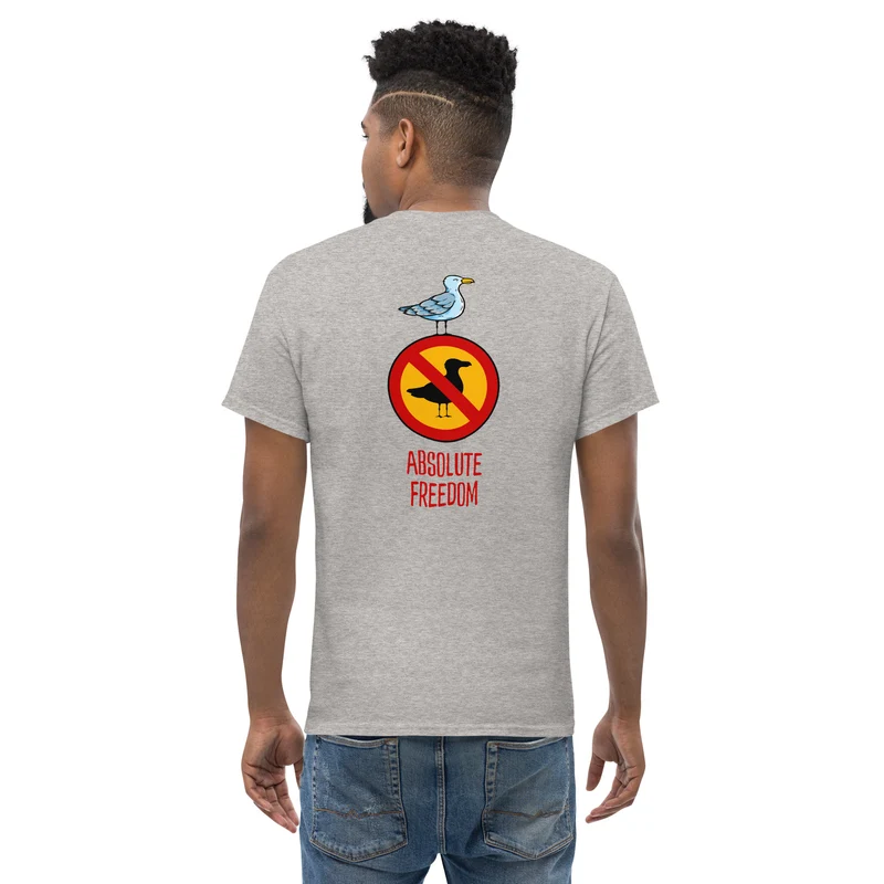Sartre - Absolute Freedom Seagull - Back Print - Unisex Classic T-Shirt