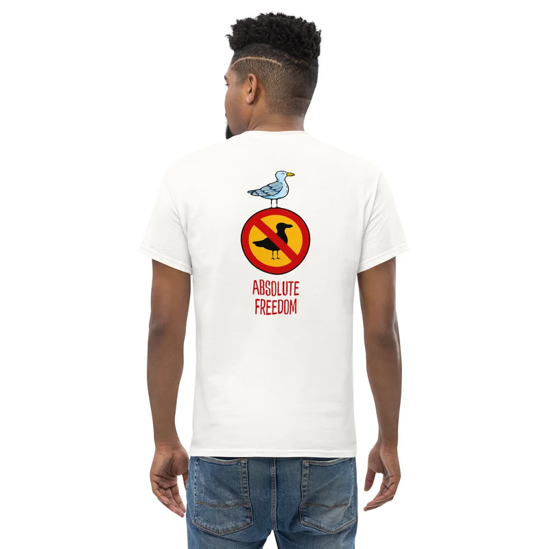 Sartre - Absolute Freedom Seagull - Back Print - Unisex Classic T-Shirt