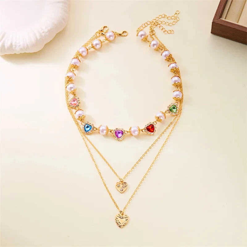 Colorful Heart Pearl Necklace