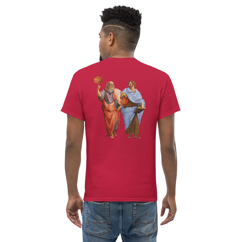 Aristotle and Plato with Basketballs - Back Print - Unisex Classic T-Shirt