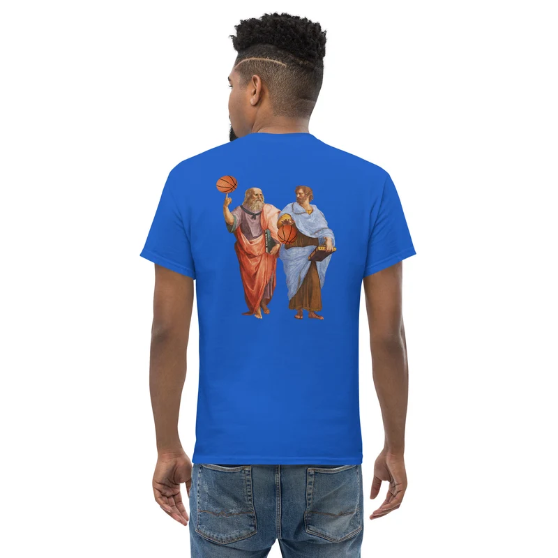 Aristotle and Plato with Basketballs - Back Print - Unisex Classic T-Shirt