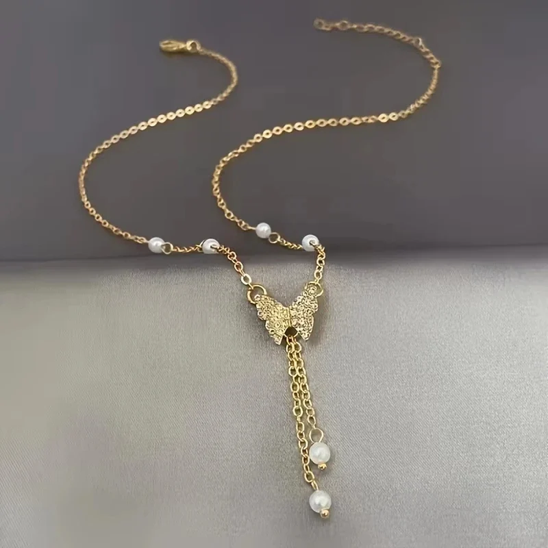 Butterfly Drop Pendant Necklace