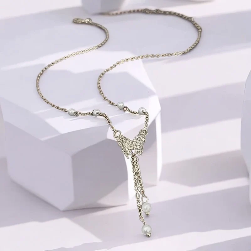 Butterfly Drop Pendant Necklace