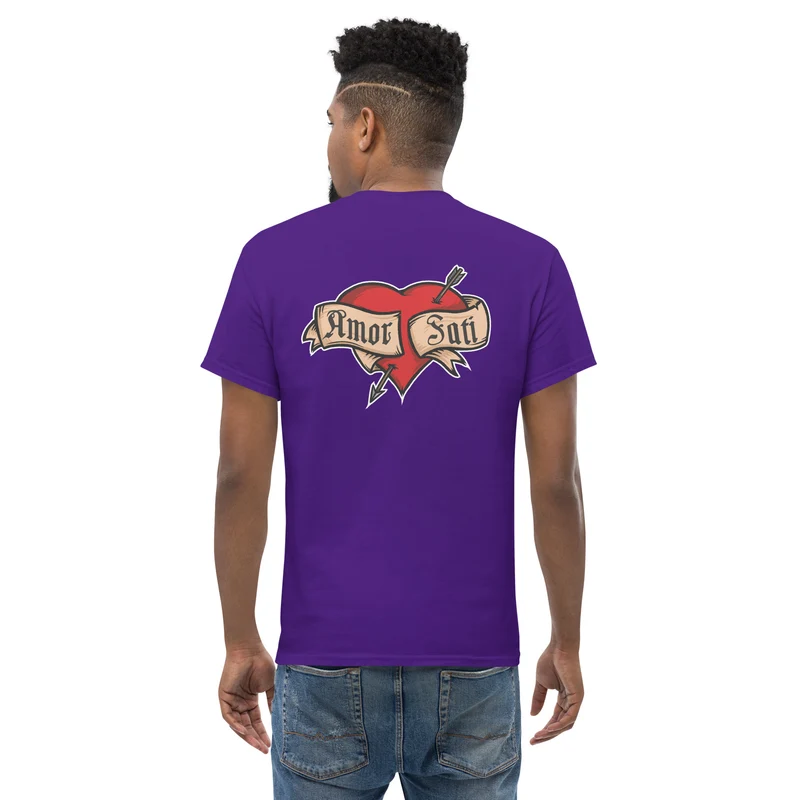 Nietzsche Fatalism Amor Fati Tattoo Heart - Back Print - Unisex Classic T-Shirt