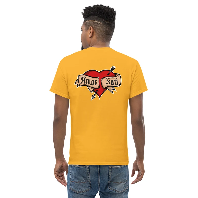 Nietzsche Fatalism Amor Fati Tattoo Heart - Back Print - Unisex Classic T-Shirt