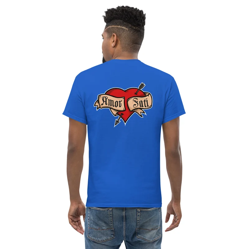 Nietzsche Fatalism Amor Fati Tattoo Heart - Back Print - Unisex Classic T-Shirt