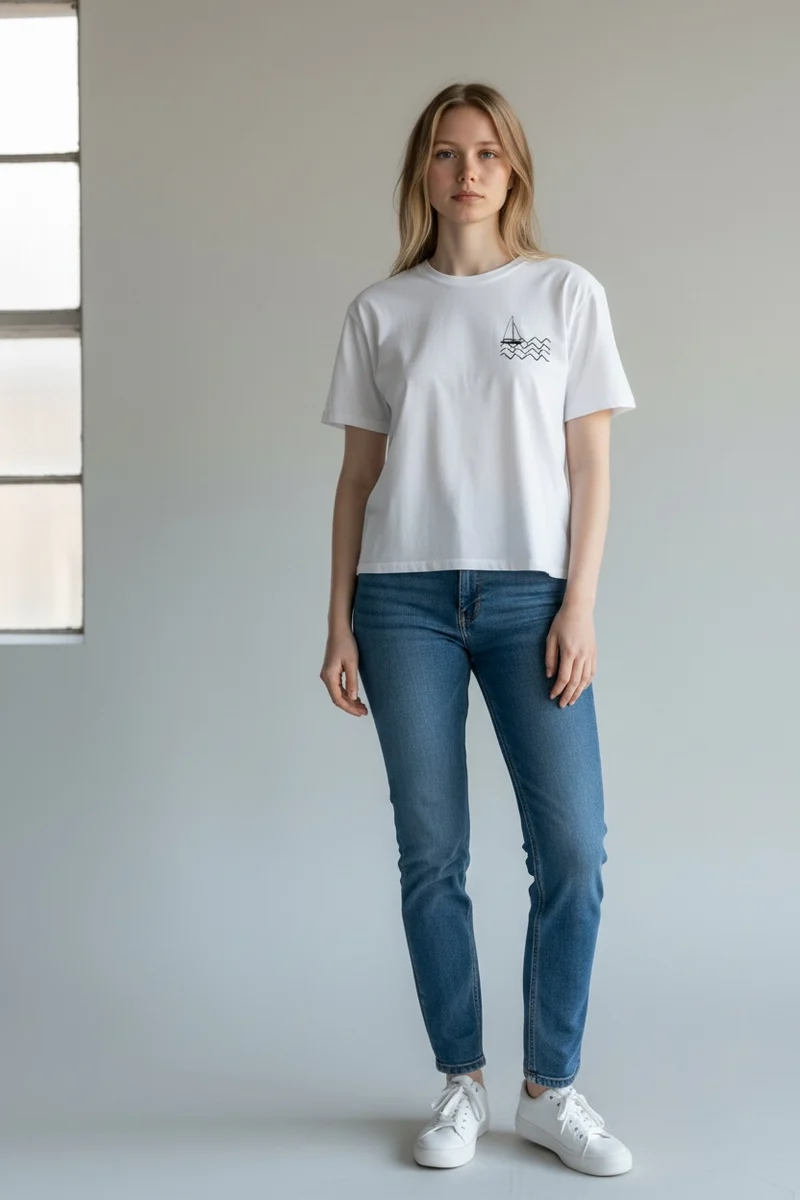 Small Waves Damen T-Shirt Relaxed Fit – White