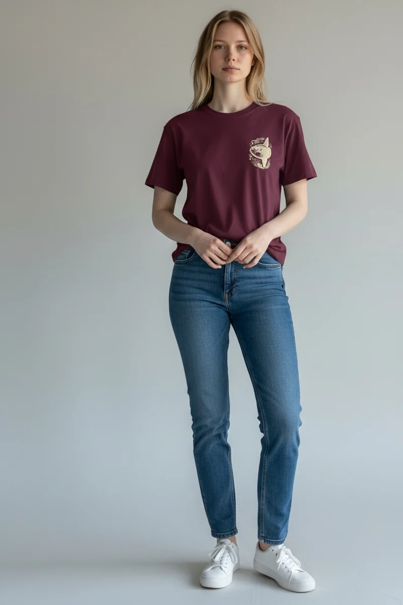 Mondfisch Damen T-Shirt Relaxed Fit – Deep Plum