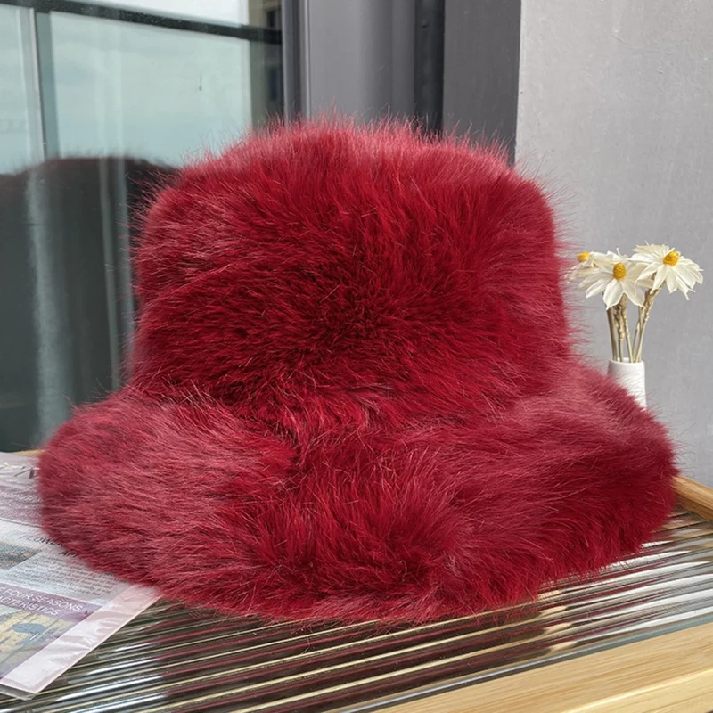 Plush Faux-Fur Bucket Hat