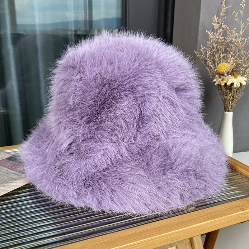 Plush Faux-Fur Bucket Hat