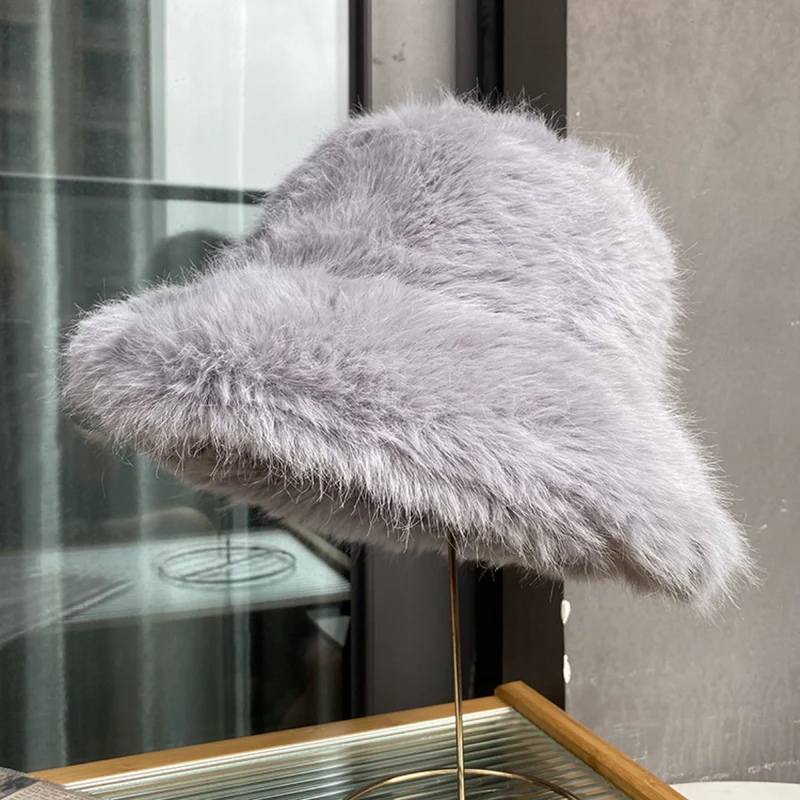 Plush Faux-Fur Bucket Hat