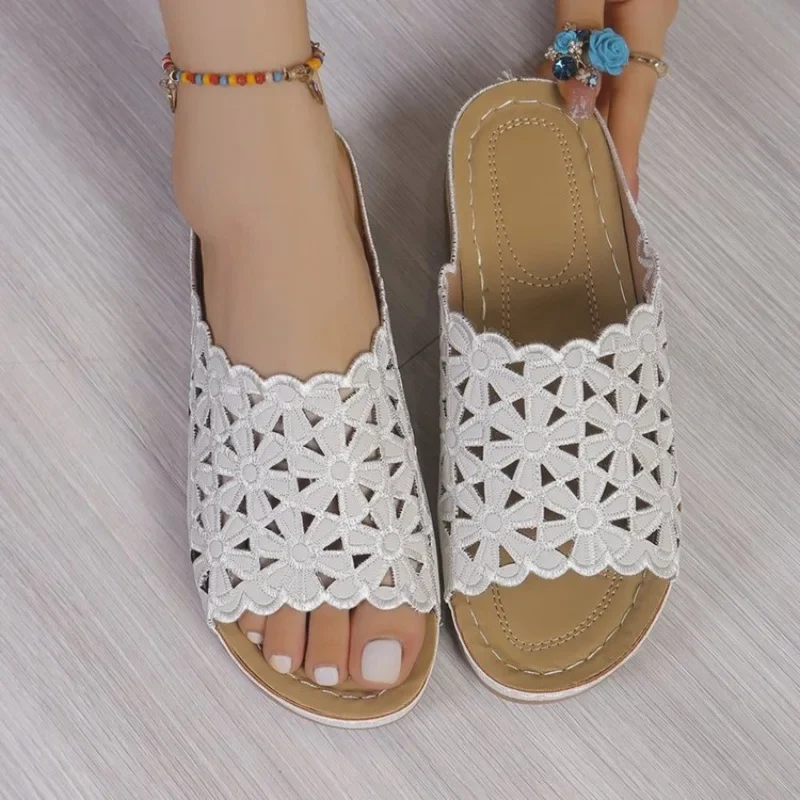 Floral Cutout Slide Sandals