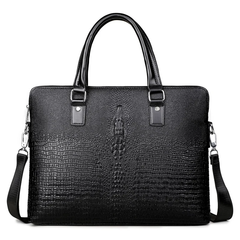 Croc-Embossed Business Briefcase