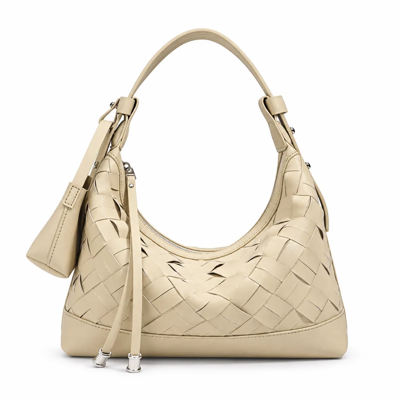 Woven Leather Hobo Shoulder Bag