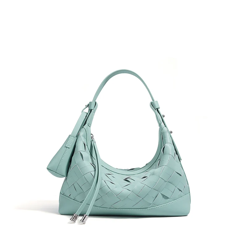 Woven Leather Hobo Shoulder Bag