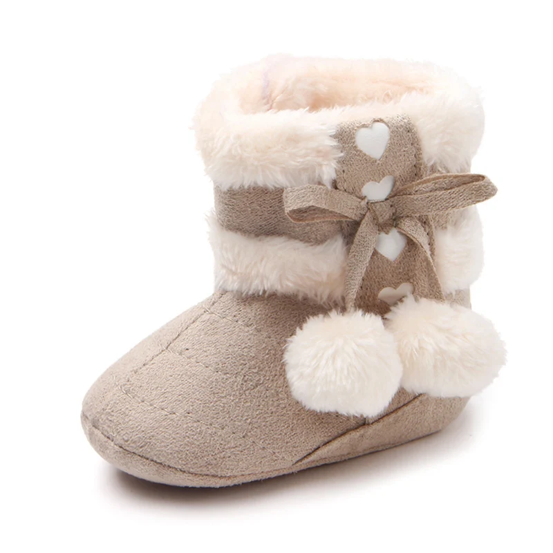 Heart Bow Pom-Pom Baby Boots