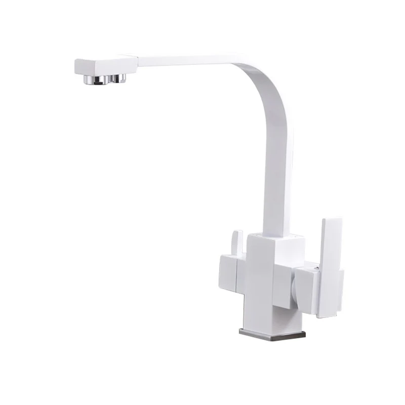 Dual-Handle L-Shaped Kitchen Faucet