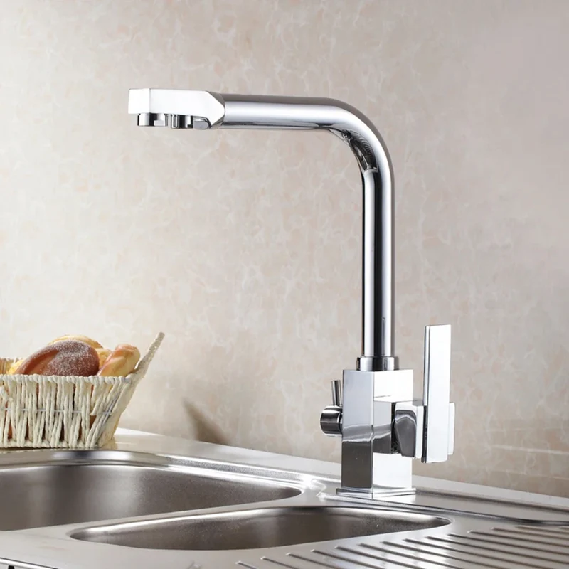 Dual-Handle L-Shaped Kitchen Faucet