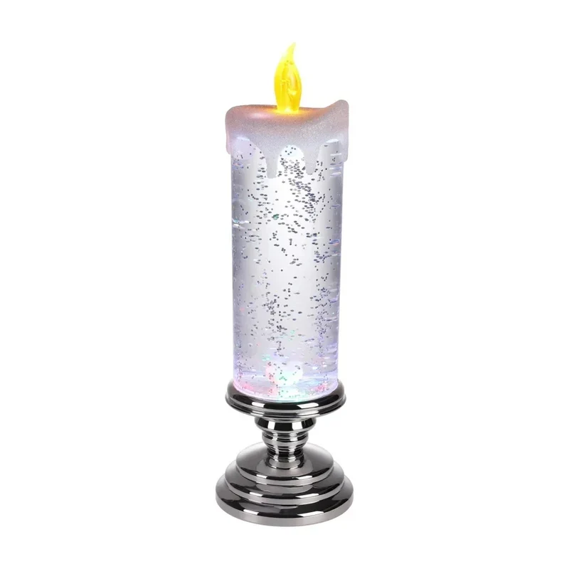 LED Glitter Candle with Pedestal Base