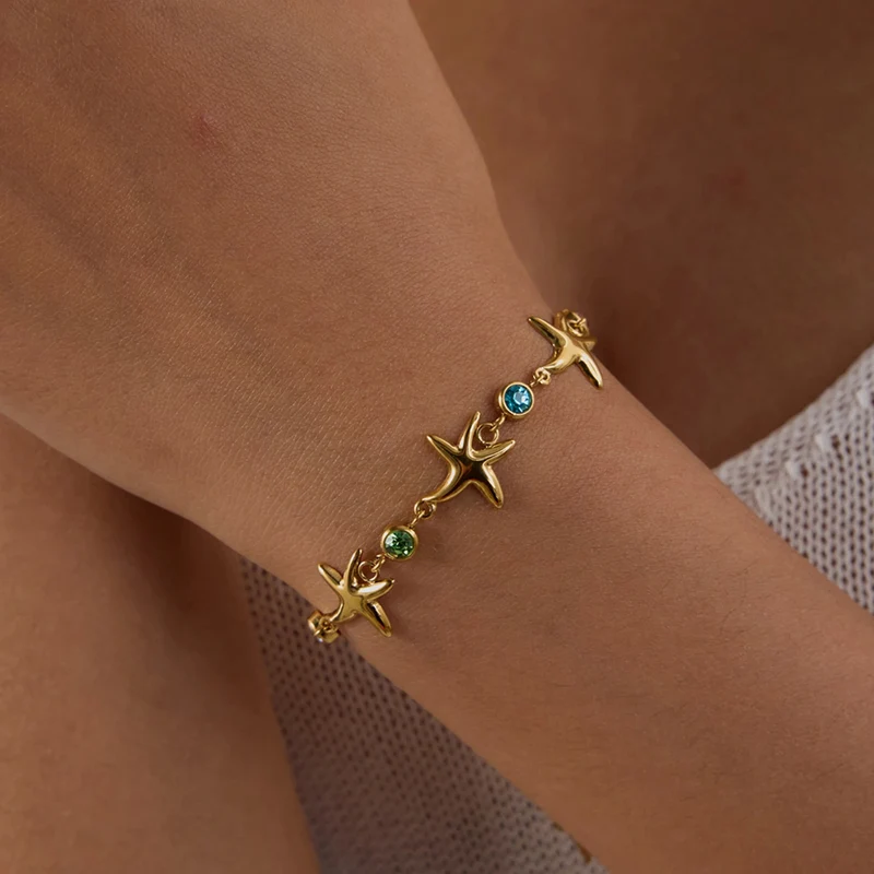 Color-Accent Starfish Chain Bracelet