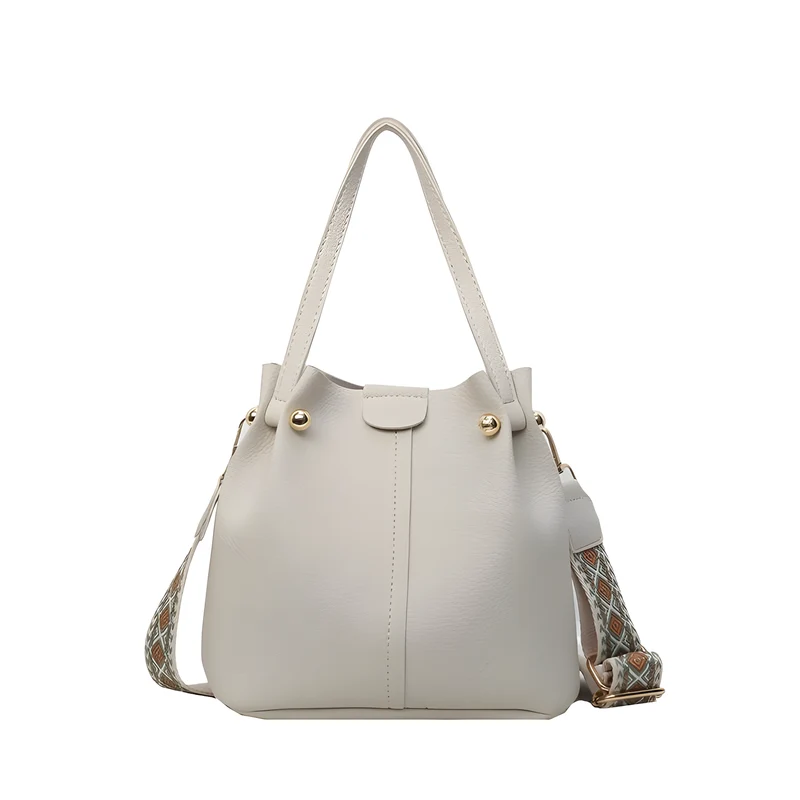 Wide-Strap Bucket Bag