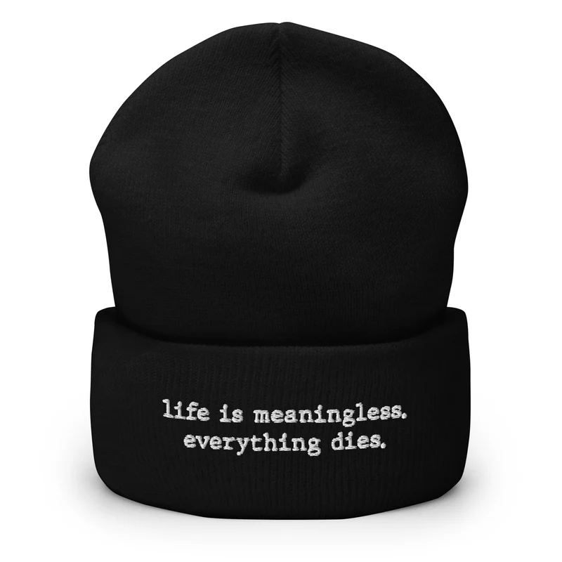Life is meaningless, Everything dies - Embroidered Beanie Hat