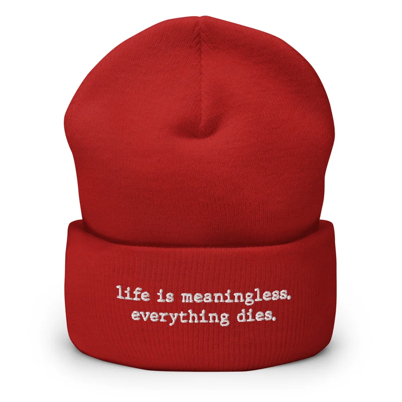 Life is meaningless, Everything dies - Embroidered Beanie Hat