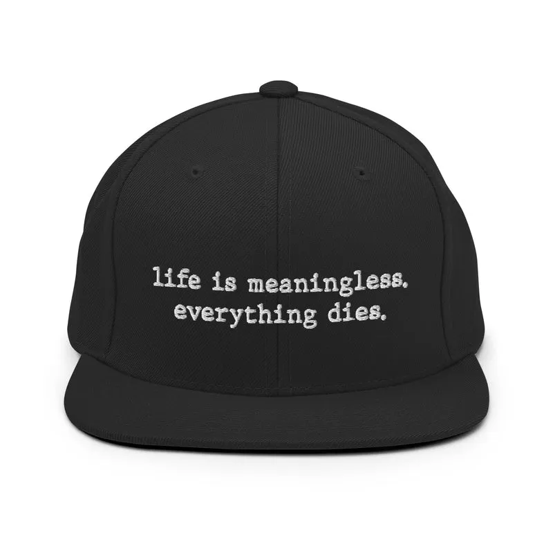 Life is meaningless, Everything dies - Snapback Hat