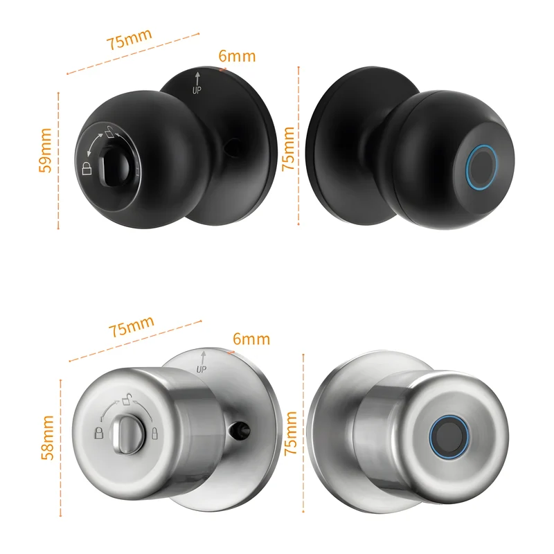 Rounded Fingerprint Smart Door Knob
