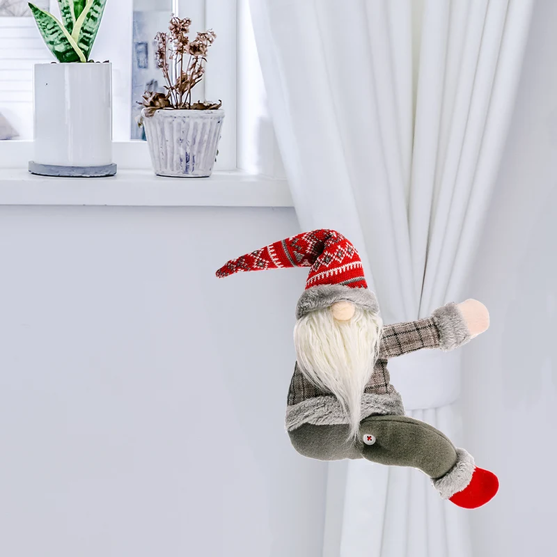 Red-Hat Christmas Gnome Curtain Tieback