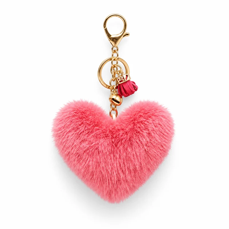Fluffy Heart Tassel Key Charm