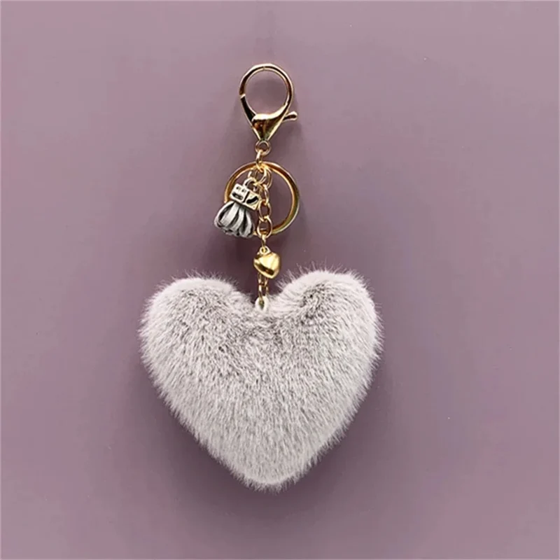 Fluffy Heart Tassel Key Charm
