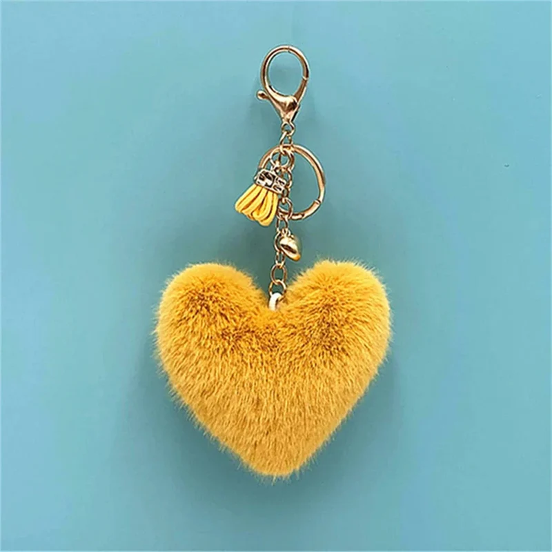 Fluffy Heart Tassel Key Charm