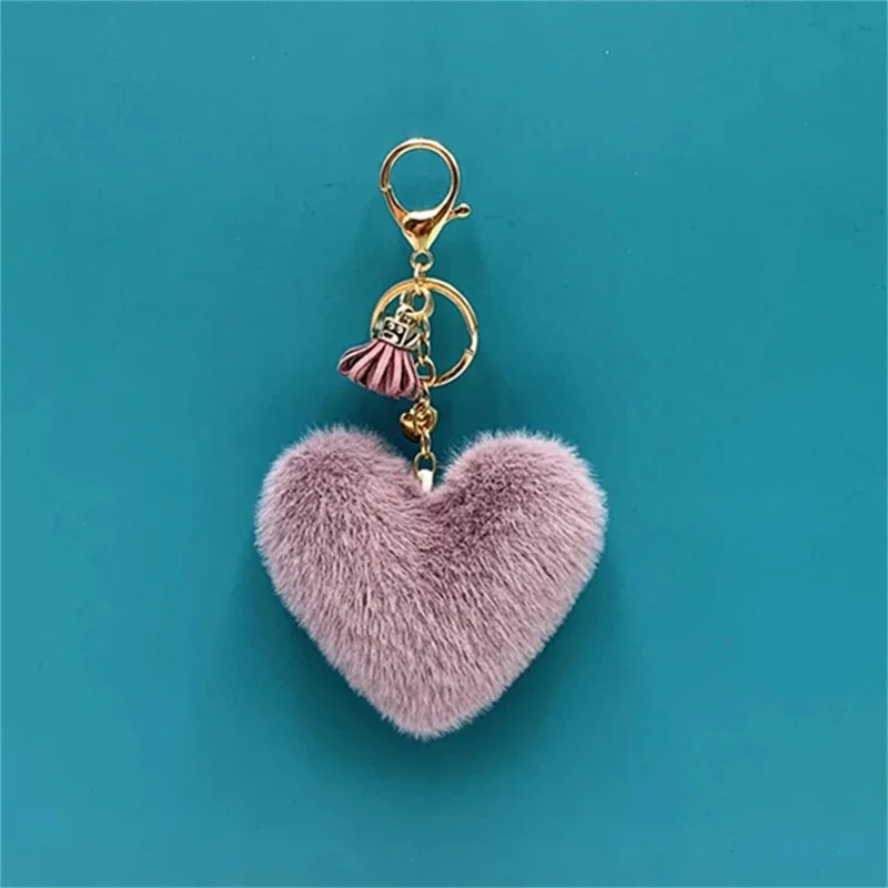 Fluffy Heart Tassel Key Charm