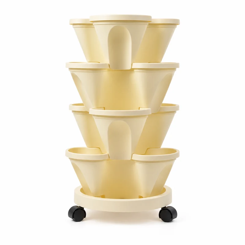 Rolling Three-Pocket Planter Tower