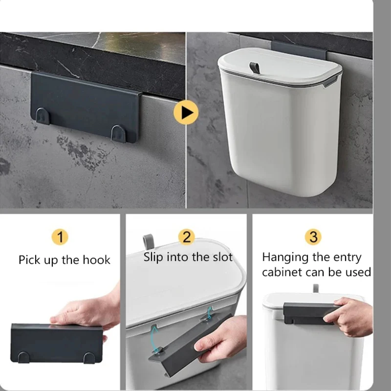 Wall-Mounted 9 L Lidded Kitchen Bin