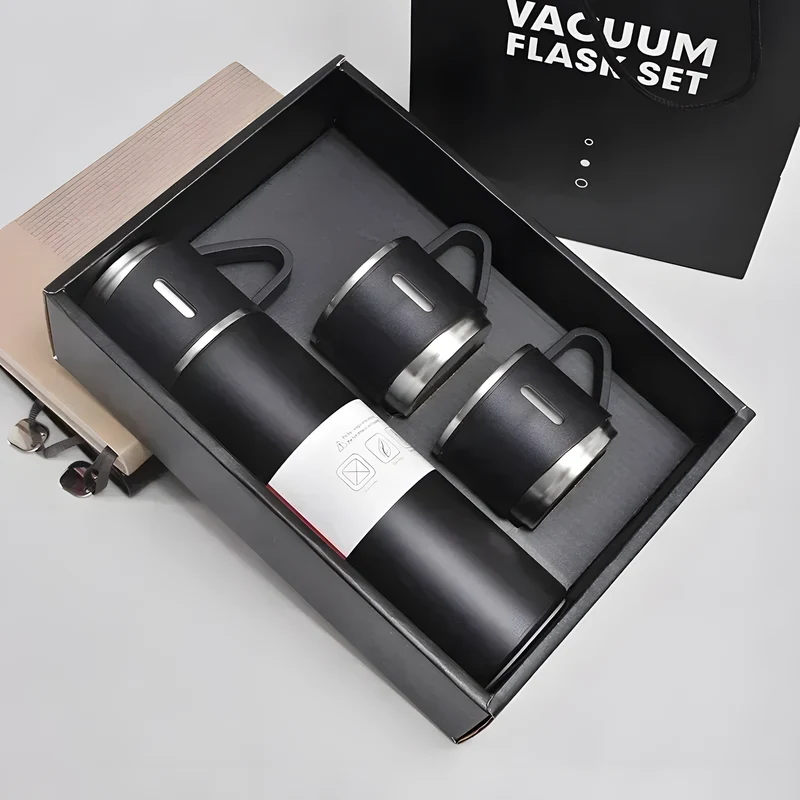 Insulated Flask and 3 Cup Gift Set