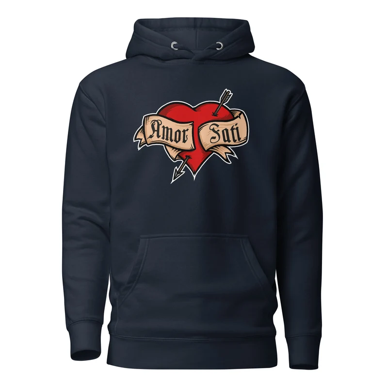Nietzsche Fatalism Amor Fati Tattoo Heart - Premium Hoodie