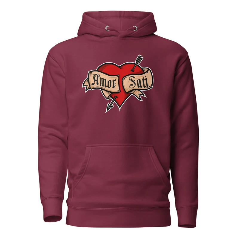 Nietzsche Fatalism Amor Fati Tattoo Heart - Premium Hoodie