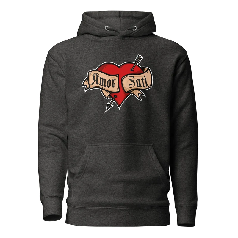 Nietzsche Fatalism Amor Fati Tattoo Heart - Premium Hoodie