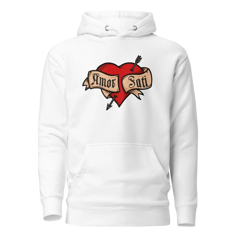 Nietzsche Fatalism Amor Fati Tattoo Heart - Premium Hoodie