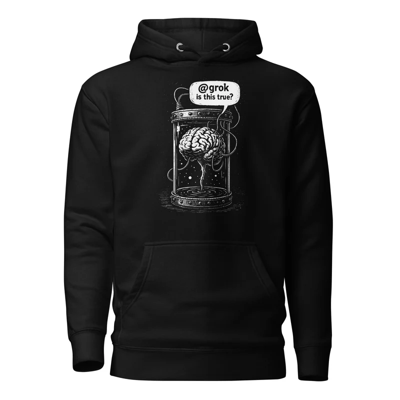 Brain in a vat asking AI - Premium Hoodie